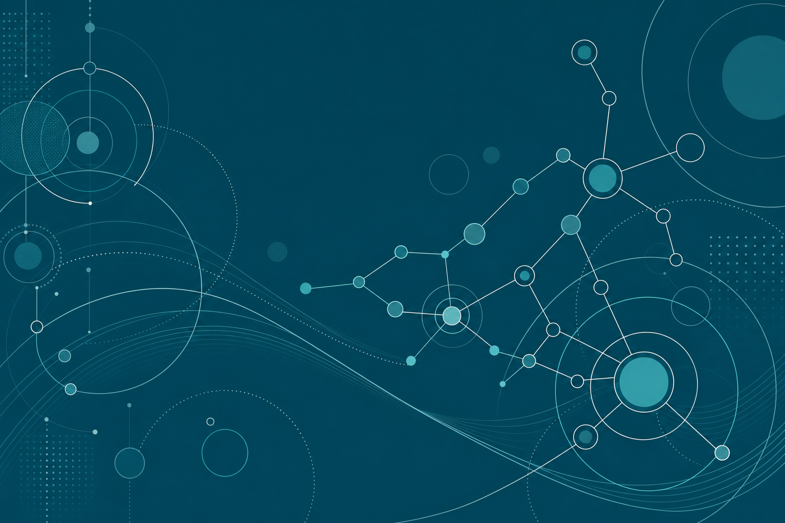 Abstract network of interconnected nodes representing integrated clinical operations